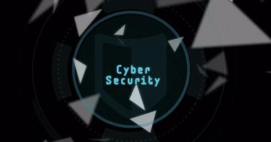 Teal dairesel HUD kalkan zarf simgesini gösteriyor, tarama ışınını ve yüzen parçaları yansıtıyor. Gelecekçi, teknoloji, arayüz, bilim kurgu, dijital, soyut, siber güvenlik