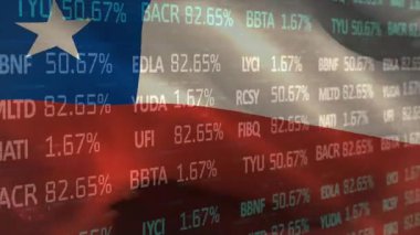 Şili bayrağı dalgalanması, borsa kalp sembolleri ve düz dizayn edilmiş şamdan çizelgeleri. Vatansever, finans, dijital, bilgi, yatırım, vatansever tasarım, ekonomi