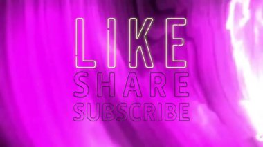Neon Like Share alt metin mor-siyah gradyan yüzen, kalın çizgiler ve parlak aksanlı. Neon, dijital, canlı, grafik, soyut, aydınlık, modern