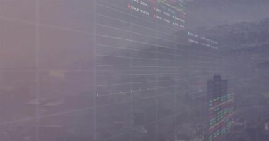 Sulu ufuk çizgisinde yüzen dijital finansal veriler çizgi çizelgelerini, düz tasarım oklarını gösteriyor. Finans, teknoloji, analitik, yatırım, veri görselleştirme, ekonomik, kurumsal