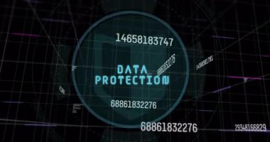 3D ızgara üzerinde yüzen kodları gösteren fütüristik HUD segmentli yay ve noktaları gösterir. Gelecek, teknoloji, arayüz, dijital, sürükleyici, yenilik, siber