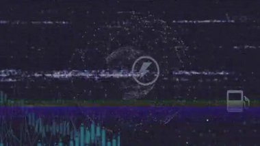 Turkuaz şamdan çizelgesi UI arızasında canlandırılıyor, üstüste konmuş çizgi grafiği artı simgeyi gösteriyor. Gelecek, veri, teknoloji, arayüz, dijital, soyut, ağ