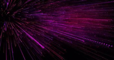 Neon pembe ve mor çizgiler, düz dizayn eko simgelerinin havada süzüldüğünü gösteriyor. Gelecek, teknoloji, yenilik, enerji, sürdürülebilirlik, dijital, soyut