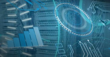 Küre ve bağlantı ağlı metin görüntüsü. Dijital arayüz teknolojisi ve ağ konsepti dijital olarak oluşturuldu.