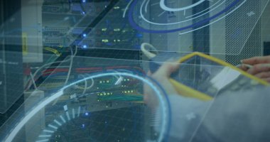 Küre ve bağlantı ağlı metin görüntüsü. Dijital arayüz teknolojisi ve ağ konsepti dijital olarak oluşturuldu.