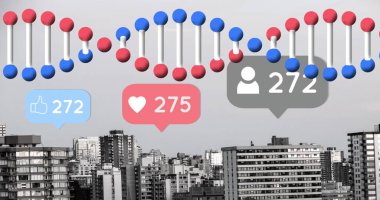 Şehrin her yerinde DNA iplikçikleri var. Sosyal medya ve dijital arayüz kavramı dijital olarak oluşturuldu.