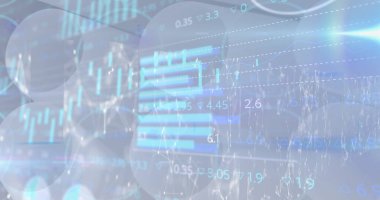 Beyaz arkaplan üzerinde veri işleme resmi. Küresel iş ve dijital arayüz kavramı dijital olarak oluşturulmuş görüntü.