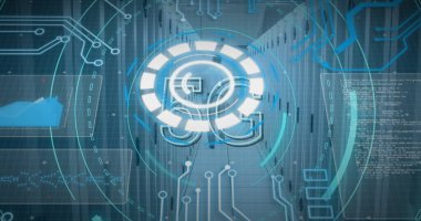 Küre ve bağlantı ağlı metin görüntüsü. Dijital arayüz teknolojisi ve ağ konsepti dijital olarak oluşturuldu.