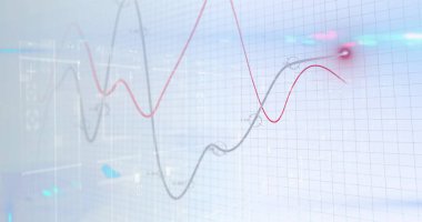 Beyaz arkaplan üzerinde veri işleme resmi. Küresel iş ve dijital arayüz kavramı dijital olarak oluşturulmuş görüntü.