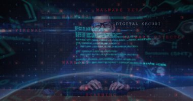 Küre ve bağlantı ağlı metin görüntüsü. Dijital arayüz teknolojisi ve ağ konsepti dijital olarak oluşturuldu.