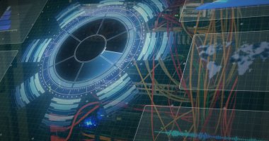 Sunucu üzerinde dijital ekranda veri işleme resmi. bilgisayarlar, ağ, veri işleme, iletişim ve teknoloji konsepti dijital olarak oluşturulmuş görüntü.