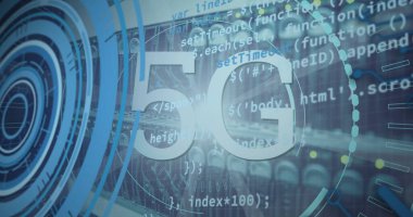 Image of statistics and data processing on grey background. Global business finance and connections concept digitally generated image.