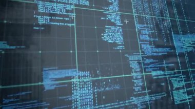 Programcı sanal teknolojik arayüzde geziniyor, gök mavisi şebeke düğümlerinde parlayan kod parçacıkları gösteriyor. Teknoloji, siber güvenlik, veri görselleştirme, fütüristik, yenilik, dijital çevre, yazılım geliştirme