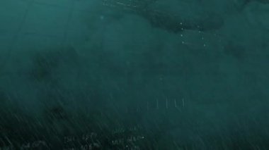 Fırtınalı bulut arkaplanı eğri grafik, kayan ölçüler, sivri yıldırımlı veri gösterimi sunuyor. Soyut, fütürist, dinamik, yenilik, teknoloji, dijital, karamsar