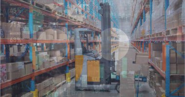 Depodaki finansal grafiklerin resmi. iş, finans ve dağıtım hizmetleri kavramı dijital olarak oluşturulmuş görüntü.