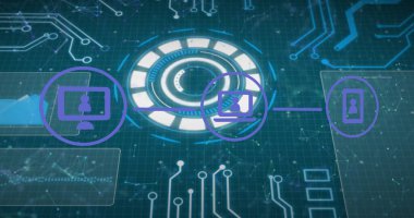 Küre ve bağlantı ağlı metin görüntüsü. Dijital arayüz teknolojisi ve ağ konsepti dijital olarak oluşturuldu.