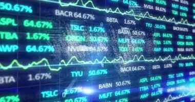 3 boyutlu parçacık harfleri HF, neon yeşil grafikler ve kod parçacıkları gösteriyor. Finans, teknoloji, veri görselleştirme, fütüristik, dijital arayüz, analiz, programlama