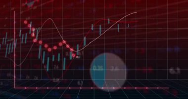 Finansal tabloda, deniz mavisi çubukları ve sayısal etiketlerin yer aldığı 3D ızgarada yükselen kırmızı noktalı çizgi görülüyor. Analizler, veri görselleştirme, iç tasarım, dijital arayüz, finansal büyüme, fütüristik, eğilim analizi