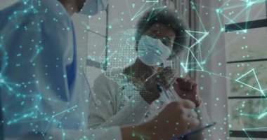 Panodaki sağlık hizmeti profesyonel kayıt verileri, veri düğümleri arasında tıbbı inceleyen hastalar. Tıbbi, sağlık, sağlık, teknoloji, tanı, yaşlılık, koruma