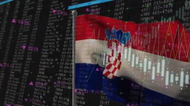 Üzerinde mumlar, çizgiler ve zaman damgaları olan işaretli bayrak sallıyordu. Vatanseverlik, finans, analitik, veri görselleştirme, karanlık mod, dijital arayüz, pazar eğilimi