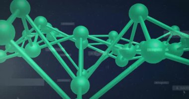 Donanma arkaplanının üzerinde yüzen yeşil 3D ağ yapısı yarı saydam UI etiketleri ve simgeler gösteriyor. Gelecekçi, soyut, teknoloji, bağlantı, dijital, holografik, siber