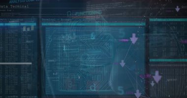 Karanlık arka plandaki veri işleme üzerindeki asma kilit görüntüsü. küresel iletişim ve veri güvenliği konsepti dijital olarak oluşturulmuş görüntü.