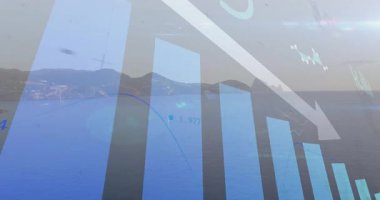 Altıgen desenler ve veri göstergelerinin yanında yüzen yelkenliyi gösteren iniş çizelgesi. Analizler, veri görselleştirme, denizcilik, modern, soyut, teknoloji, dinginlik