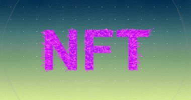 Izgara üzerinde nft metin resmi. Bulut hesaplama, dijital arayüz ve dijital olarak oluşturulmuş güvenlik konsepti.