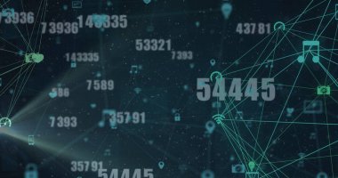 Küre ve bağlantı ağlı metin görüntüsü. Dijital arayüz teknolojisi ve ağ konsepti dijital olarak oluşturuldu.