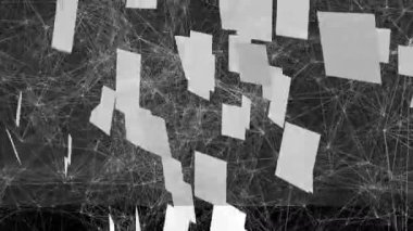 Pikselleştirilmiş bulut düz dizayn ile karanlık ağ üzerinde yüzüyor, blok bağlantılarını gösteriyor. Teknoloji, fütürizm, minimalizm, dijital, yenilik, bağlantı, siber uzay