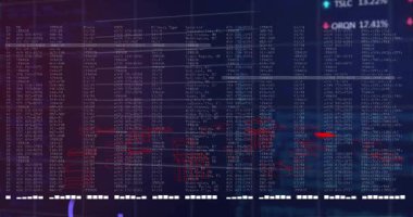 Gösterge panelinde canlandırılan veri tablosu, kırmızı 3D kablo çizelgeleri ve renkli metrik okları gösteriyor. Analizler, gösterge paneli, görselleştirme, arayüz, veri, dijital, teknoloji
