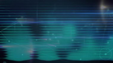 Karanlık veri görselleştirme sahnesinde akan soyut deniz mavisi çizgileri, parlayan düğümler birleşiyor. Dijital sanat, fütüristik, canlı, teknoloji, ağ, yenilik, siber güvenlik