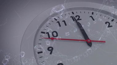 Analog saat 9 'dan 2' ye kadar, siyah eller kırmızı ikinci el dijital ağı tarıyor. Zaman, kesinlik, teknoloji, yenilik, bağlantı, fütürizm, ölçüm