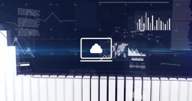 Koyu mavi veri analiz paneli 3D bar grafiği, çizgi grafiği, katı pasta grafiği, lens parlamasını gösteriyor. Teknoloji, görselleştirme, analitik, gösterge paneli, veri, iş zekası, soyut