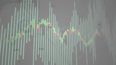 Nane şekerleri, şamdanlar, mavi çizgiler, ağ düğümleri ile soyut finansal tablolar görselleştiriliyor. Veri, analitik, finans, teknoloji, dijital, görselleştirme, yatırım