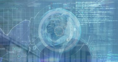 Afro-Amerikan iş adamının veri işleme ve tarama görüntüsü. Küresel teknoloji, finans ve dijital arayüz kavramı dijital olarak oluşturulmuş görüntü.