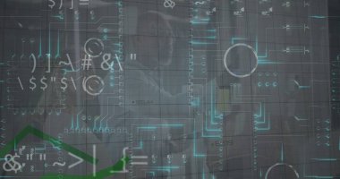 Veri işleme ve ofis üzerinden bağlantı ağının resmi. Dijital olarak oluşturulmuş küresel veri işleme kavramı.