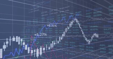 Resim veri işleme ızgara üzerinde. Küresel işletme finansmanı ve dijital arayüz konsepti dijital olarak oluşturulmuş görüntü.