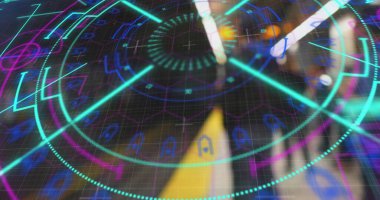 Yeraltında veri işleme ve tarama görüntüsü. dijital arayüz ve veri işleme kavramı dijital olarak oluşturuldu.