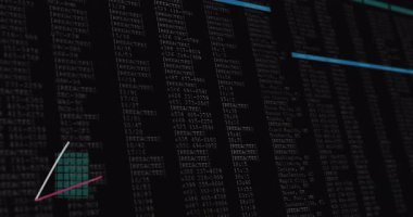 Animasyon düz tasarım veri grafiği turkuaz sütunlar ve çift çizgili grafikler sunar. Analizler, gösterge paneli, teknoloji, otomasyon, finans, bilgi, modern