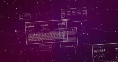 Merkezi veri paneli, ağ düğümleri boyunca güncellenen sayısal çıktıları gösterirken kare hücre ızgarasını görüntülüyor. Teknoloji, analitik, görselleştirme, arayüz, bağlantı, dijital, geleceksel