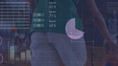 Animasyon çizelgeleri ve haritayla spor eğitiminde külahta salya akıtan bayan basketbolcu. Atletik, takım çalışması, analitik, görselleştirme, fitness, performans, dijital