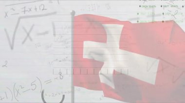 Metalik kutupta kırmızı bayrak sallanırken el çizimi çizimi üzerinde grafik ögeleri canlandırılıyor. Veri görselleştirme, analitik, modern, finans, eğitim, teknik, ilerleme