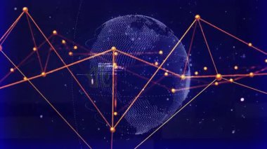 Sayısal kaplamayı ve kod parçasını gösteren kablo çerçevesi etrafında dijital ağ örgüsü canlandırılıyor. Teknoloji, dijital, fütüristik, siber güvenlik, veri görselleştirme, siber ağ, yenilik