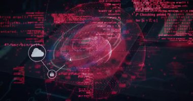 Ağ simgeleri, karanlık güvenlik arkaplanı üzerinden kablo çerçevesi etrafında birbirine bağlanan üç boyutlu animasyonlar halinde canlandırılıyor. Teknoloji, siber güvenlik, dijital, bağlantı, veri, yenilik, gelecekçi