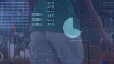 Sporcular koniler arasında çeviklik tatbikatı yaparak şeffaf spor çubuğu grafiği örtüsü sergiliyorlar. Fitness, training, performance, analytics, takım çalışması, egzersiz, data görselleştirme