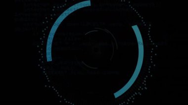 Başlangıç noktalarında neon halkalar oluşturur ve döner, kod arkaplanda güvenli kart simgesini vurgular. Fütürist, siber güvenlik, dijital, teknoloji, arayüz, neon, soyut