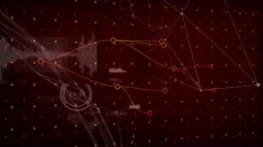 Parlayan merkezin görünmesi turuncu kıvrımların sallanmasını ve düğümlerin kaymasını tetikler, veri ağını görselleştirir. Fütürist, dijital, soyut, bağlantı, görselleştirme, teknoloji, yenilik