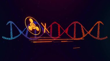 DNA sarmalında parlayan bir ikon belirdi. Harekete geçilmesi gereken RED ALERT mesajına dönüştü. Gelecek, teknoloji, dijital, uyarı, uyarı, arayüz, animasyon