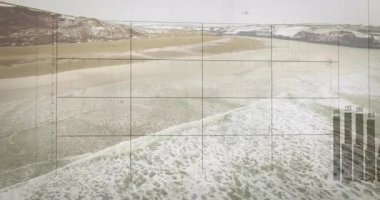 Hava sahası görüntüsü yüklenirken başlangıç ızgarası çizelgesi zayıflıyor ve eğilimleri gösteriyor. Manzara, rüzgarlar, veri görselleştirme, minimalist, doğal manzara, vahşi doğa, analitik